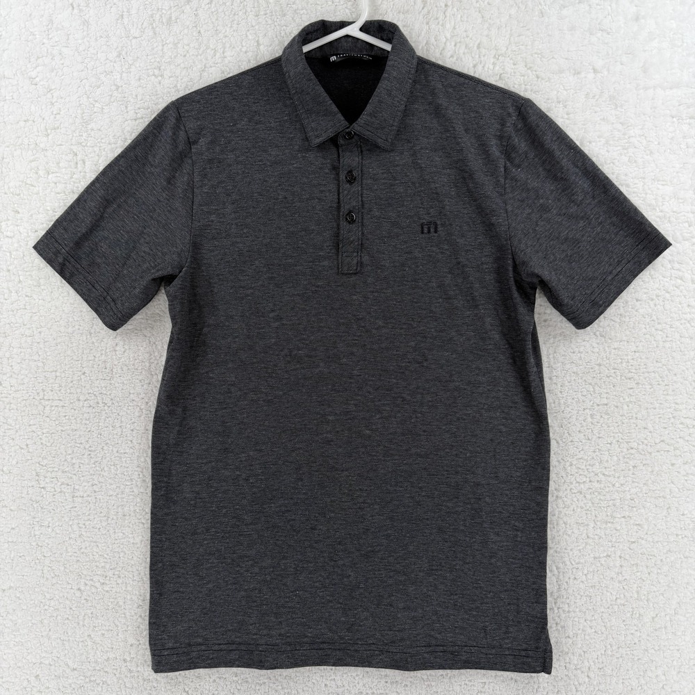 Travis Mathew Polo Shirt Mens Small Gray Stripe Cotton Blend Golf Performance